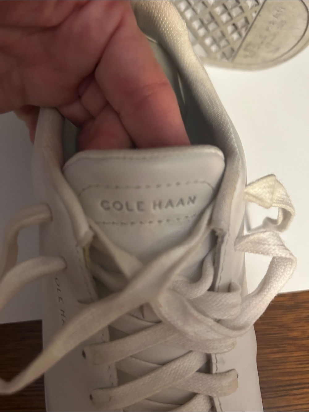 Cole Haan White Leather Lace-Up Sneakers - Picture 8 of 8